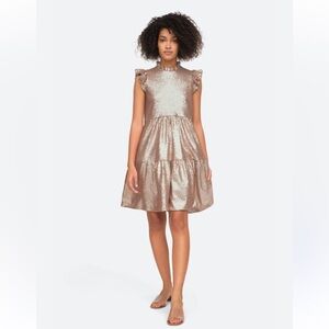 Sea New York Rose Gold Selina Sequin Tunic Dress w Ruffle Details - size 2
